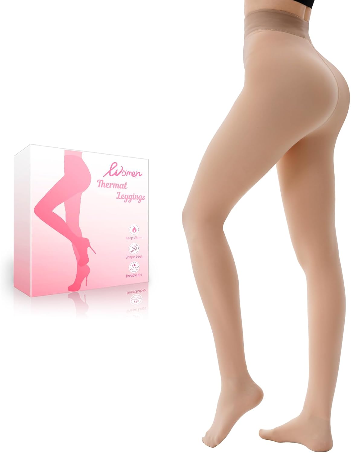 HONGTEYA Fleece Lined Tights Women Winter Thermal Leggings Pantyhose Fake Translucent Thick Warm Sheer Tights