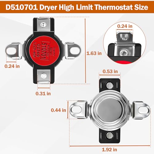 Image of D510701 Dryer High Limit Thermostat Fit for Speed Queen, Alliance, Amana | Replace Part Number AP6285126, 510701, 61210, 62461, 62641, PS17001072, 504537(L225-40F)
