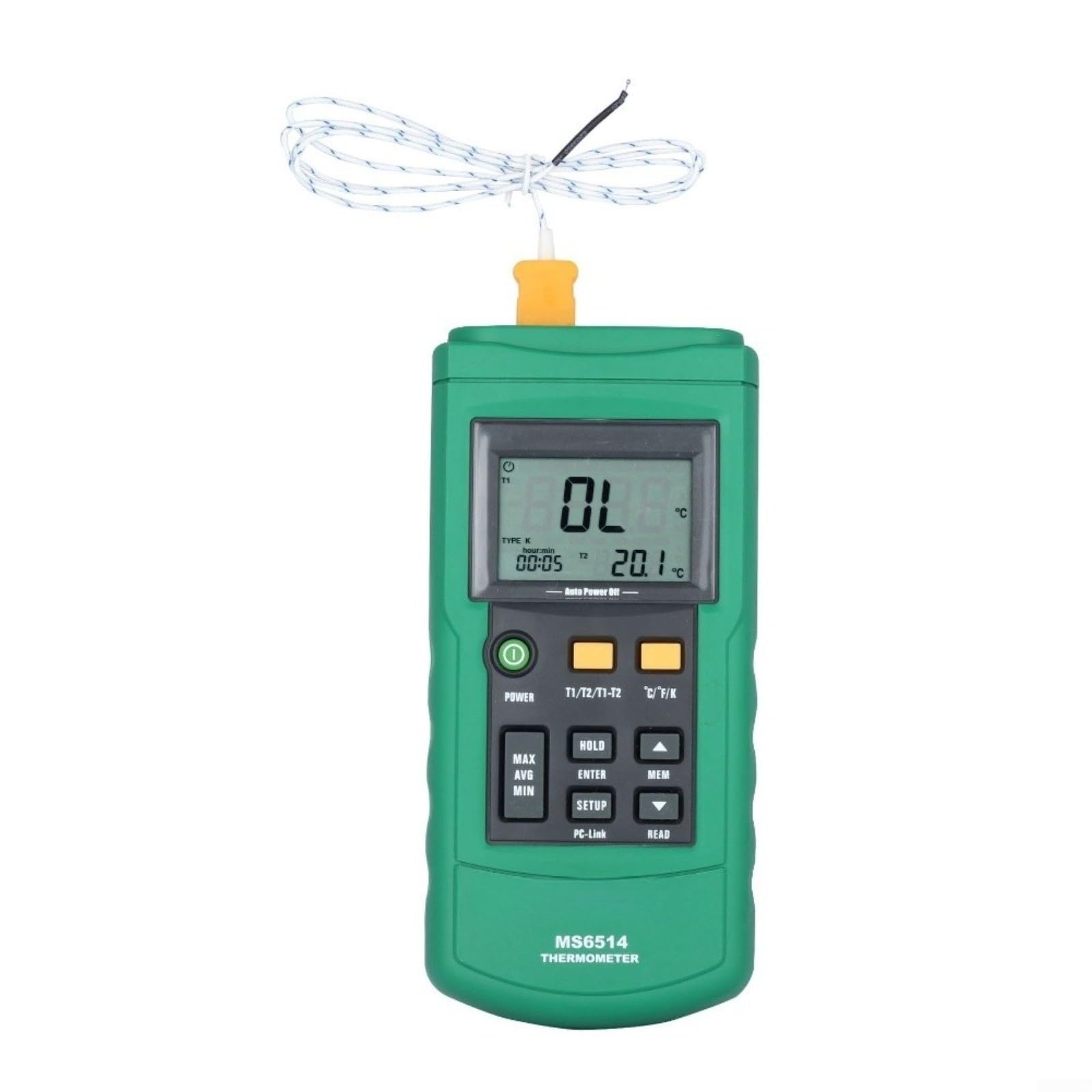 MS6514 Digital Termómetro Data Logger Dual Channel USB K J T E R S N Tipo