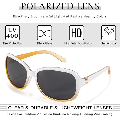Image of SIPHEW Polarized Sunglasses for Women | Vintage Square Sunglasses w UV400 Protection | Womens Wraparound Shade
