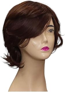 شعر مستعار صناعى تموجات طبيعية ولون بني متوسط طبيعي للنساء شعر قصير مموج لايمكن تفرقته عن الشعر الطبيعى من الفيبر الكيميائي