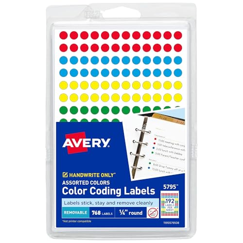 Étiquettes couleur Avery AVE05795 repositionnables pour classement