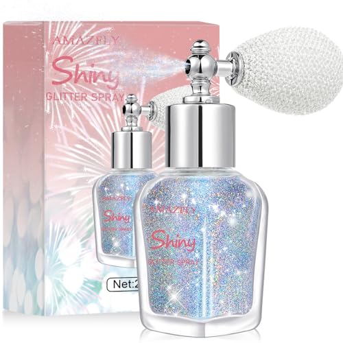 Hair and Body Glitter Spray Shimmering Powder Sparkle Powder Makeup Glitter Loose Sparkle Makeup for Body Highlighter Festival Prom Rave Accessories (Glint-Rainbow)