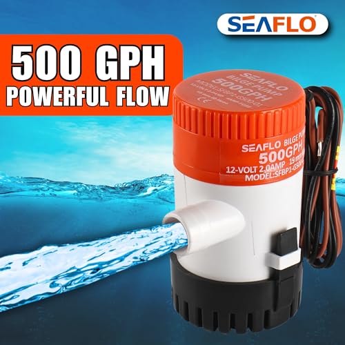 Image of SEAFLO 01 Series 500 GPH Bilge Pump - 12V, 3 /4 inch Outlet, Marine Submersible Pump with Anti-Airlock Protection, CE & Rohs Certified, 4-Year Warranty | Reliable for Boats and Marine Applications
