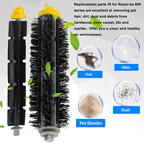Fetions Replacement Brushes Fit For I-Robot Room-Ba 600 & 700 Series 614 630 635 640 645 650 660 675 680 690 695 760 770 780 Robot Vacuum Cleaner Includes 3 Sets Bristle & Flexible Beater Brush Kit #TOP6