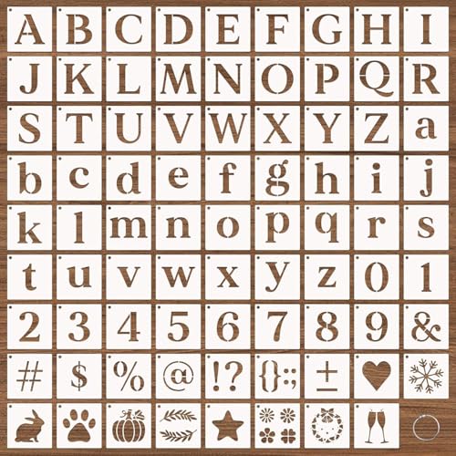 Biglumin 80 Pcs Alphabets Numéro Pochoir lettre alphabet, 7.6cm Plastique Réutilisable Pochoir chiffrede Lettres Pochoirs d'Artisanat de Numéros pour La...