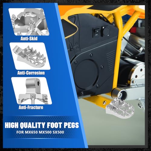 Image of Dirt Bike Foot Pegs Footpegs Rest Pedal CNC for MX 650 500 MX650 MX500 SX500 Electric Dirt Bike Silver