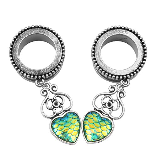 topbrighttrade 2 peças de orelha túneis de carne esticador de orelha balança de peixe pingente de or