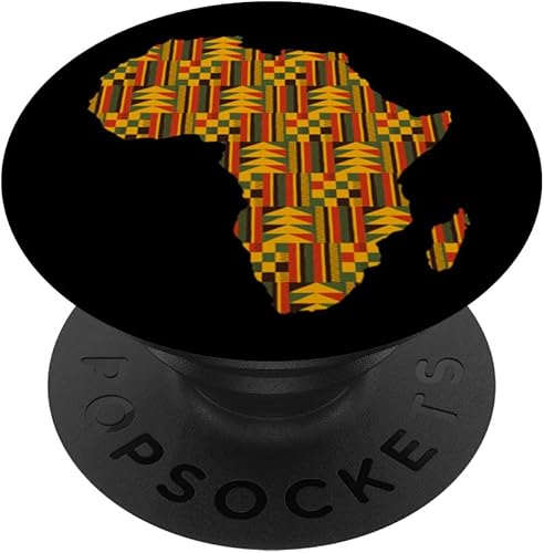 Kente African Pride Traditional Ethnic Pattern Africa Map PopSockets Standard PopGrip