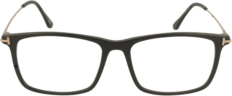 Tom Ford Eyeglasses FT 5758 -B 001 Shiny Black, Rose Gold t Logo/Blue Block
