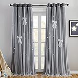 PONY DANCE Blackout Curtains for Nursery Stars Cutout Decor for Bedroom Aesthetic Window Treatment...