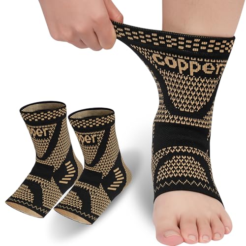 Beugo Tobillera para Esguince, 2PCS Tobillera Deportiva de Compresión, Cómoda Calcetines Fascitis Plantar, Protección de Tobillos para Estabilizar y Prevenir Torceduras Hombre y Mujer, Ambos Pies, S
