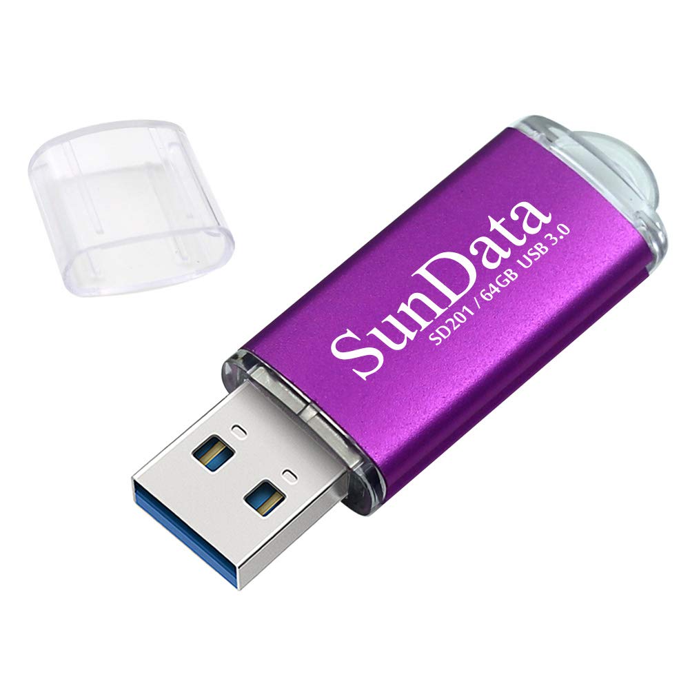 SunData Memory Stick 64GB USB 3.0 Flash Drive USB Stick Thumb Drive USB 3.0 up to 90MB/s, (Single Pack: Purple)
