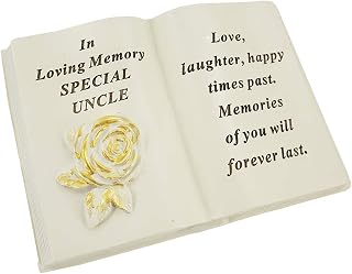 Angraves Special Uncle Brushed Gold Rose Memorial Graveside Book Plaque