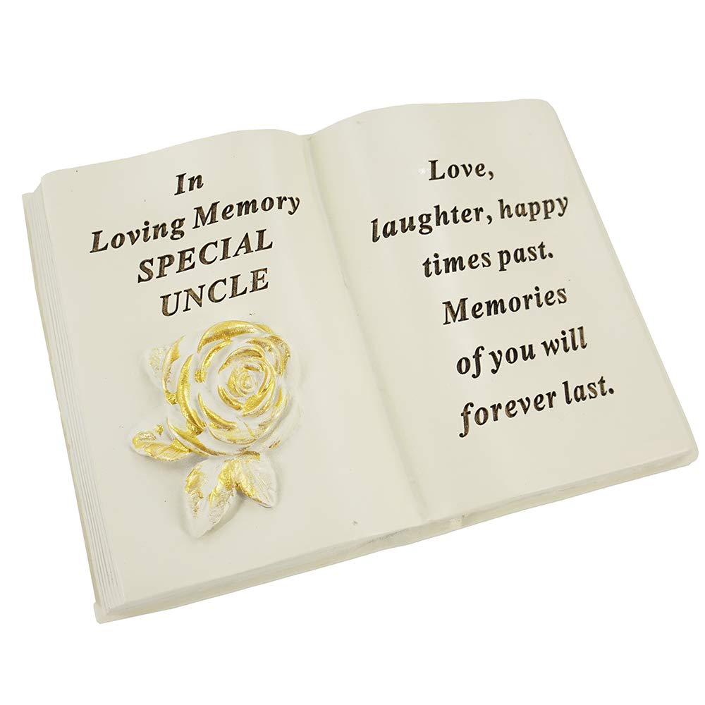 Angraves Special Uncle Brushed Gold Rose Memorial Graveside Book Plaque