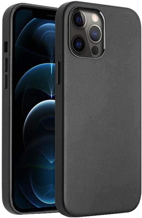 Étui en cuir pour iPhone 12 Pro antichoc housse coque de protection écran Svart