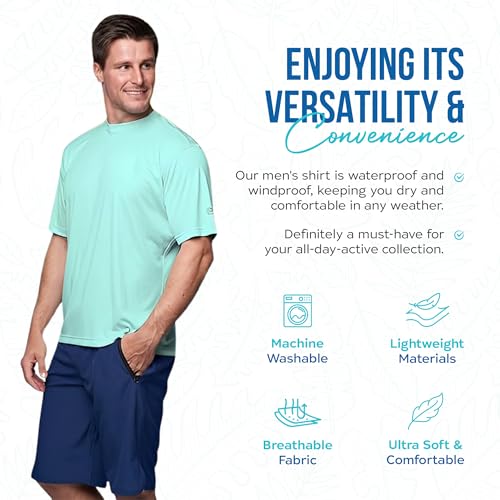 Banana Boat Men Rash Guard Short Sleeve tee Shirt for Men 100% Polyester | Waterproof | UPF 50+ | UV Protection | Quick-Dry | Sea Foam Medium4
