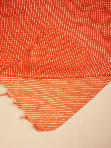 Image of Women's Cotton Blend Striped Print Dupatta with 2.20 Meters | Women's cotton printed dupatta with tassels