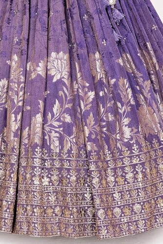 Image of White Button Girls Banaras Weaving Simar Jacquard Gown | Royal Ethnic Long Maxi Dress