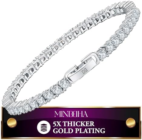 MINDDHA Tennis Bracelet – 3mm Elegant Cubic Zirconia Tennis Bracelet for Women, Thin, Dainty, & Classic, Silver Color, Size 6.5 Inch