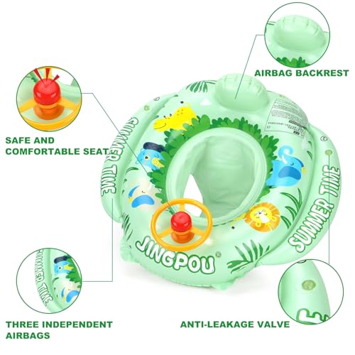 Inflatable Baby Swim Safe Seat Float Ring Toddler Pool Float with Seat Boat Inflatable Ride-on Swimming Pool Toys for Kids Outdoor(Green) by KENPUAZ - Image 3