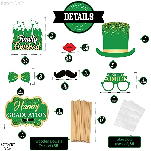 Green Graduation Photo Booth Props 2023 - Pack Of 33 With Glitter Congrats Grad Banner - 10 Feet | Graduation Props 2023 For Graduation Decorations Class Of 2023 | Graduation Party Decorations 2023 #TOP5