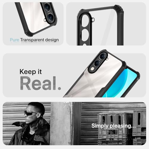 Image of Pikkme Ultra Hybrid Back Cover for iQoo Z10 lite 5G / Vivo T4 lite 5G / Y19 5G / Y19e / Y04 4G / Y29s 5G | Raised Edges |Crystal Clear Transparent | Full Camera Protection Bumper Case (Black)