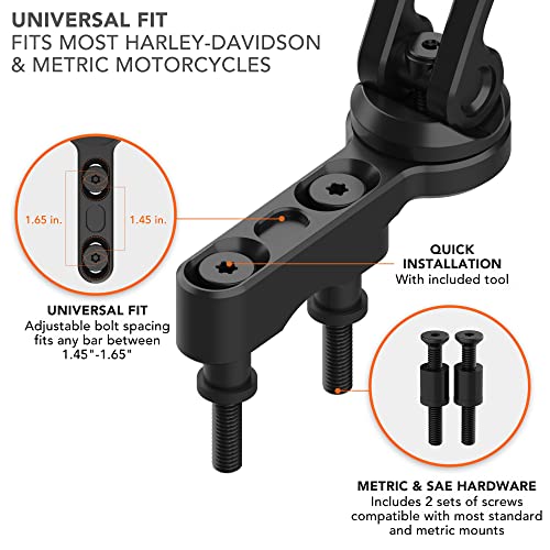 Rokform - Motorcycle Cell Phone Perch Mount, Fits Most Harley's, Metrics, and Indian Cruisers, Secures Phone Via Quad Tab Twist Lock Mount and Built-In Magnet Mount (Black) - Thumbnail 4
