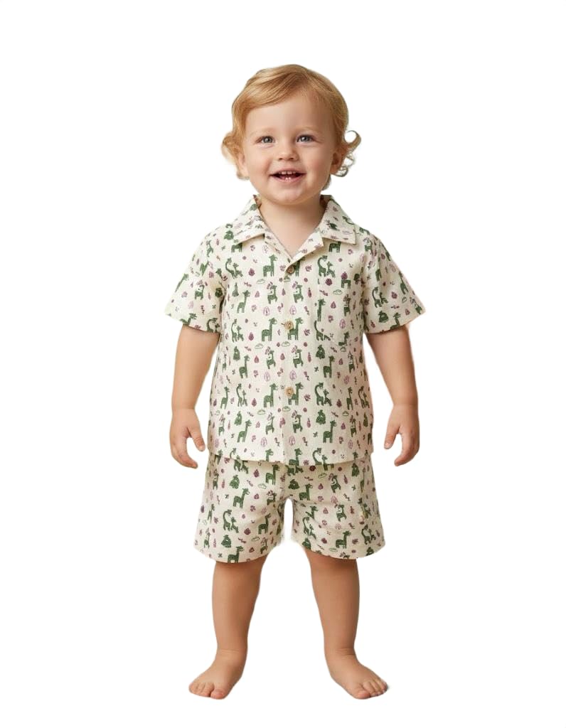 A.T.U.N. (ALL THINGS UBER NICE) Maglietta e pantaloncini stampati per ragazzi, 100% cotone, morbido, confortevole, traspirante, abbigliamento estivo per giocare tutti i giorni, set di abbigliamento da