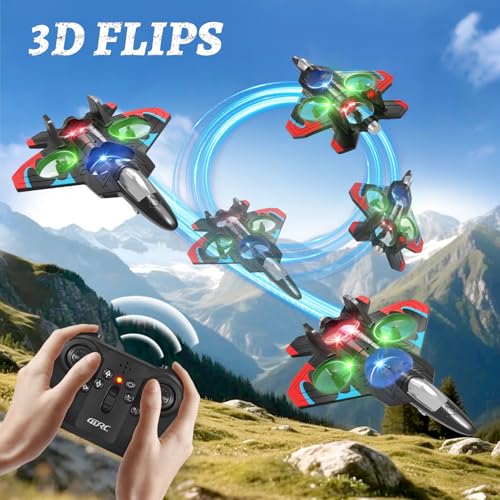 Image of Foam Remote Control Airplanes with 3 Batteries, RC Planes for Kids Adults 8-16, RC Airplane Fighter Jet with Light, 360 Flip Fighter Jet Toys, Stunt Roll, Airplane Toy Gifts for Kids Boys