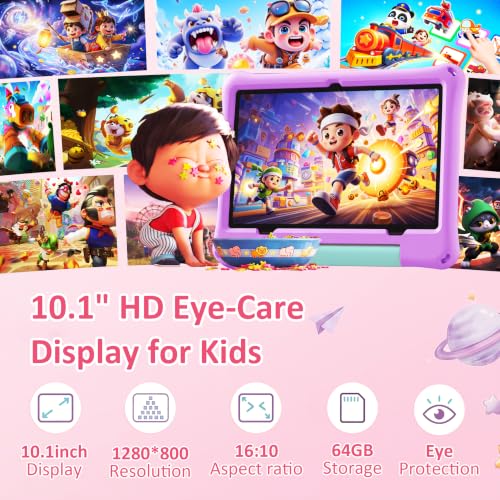 Image of Kids Tablet, 10.1 inch Android 16 Tablet for Kids, Gift for Ages 6-12