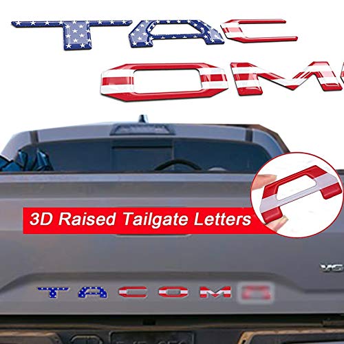 Tailgate Insert Letters Compatible with Tacoma 2016-2020 3D Raised Strong Adhesive Decals Letters(Colored flag)