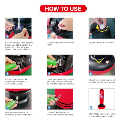 Kid Punch Bag, Inflatable Boxing Bag for Kid Kids Pedestal Bags, Taekwondo, De-Stress Boxing Bag for Kids Tall 120CM - Image 3
