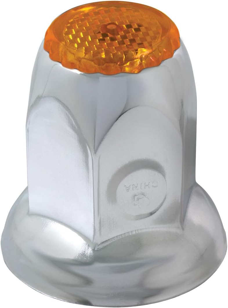 GG Grand General 10490SP 33 mm X 2 Inches Chrome Steel Nut Cover w/Flange & Amber Reflector, Set of 10