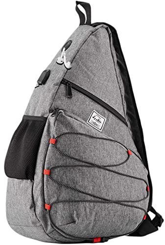 Z2PAK Waterdrop Style Herren Umhängetasche Nylon Travel Gym Sport Wandergurt USB Ladeanschluss (gray) Cover