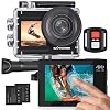 Exprotrek Action Camera 4K con touch screen, angolo di visione regolabile EIS, fotocamera subacquea impermeabile da 40 m