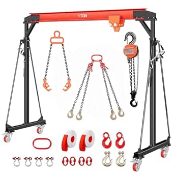 2200 lbs Adjustable Gantry Crane with Manual Trolley and Hoist