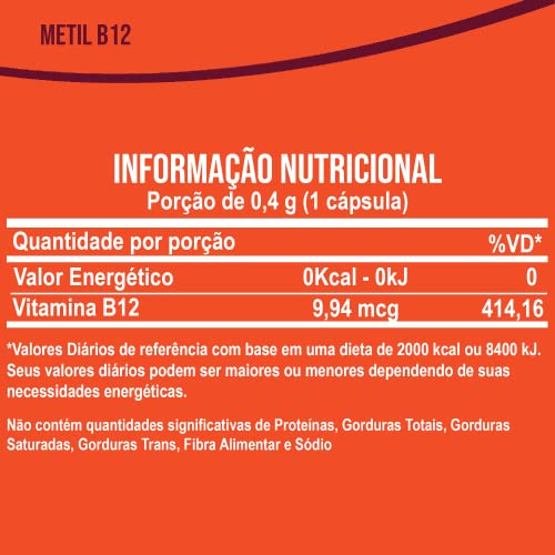 Metil B-12 Vegan Vitamin Metilcobalamina 414%VD, 60 cápsulas, Biogens