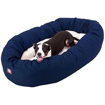40 inch Blue & Sherpa Bagel Dog Bed by Majestic Pet Products