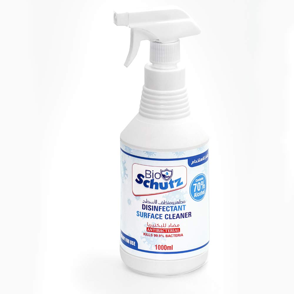 Bio Schutz Disinfectant Surface Cleaner, Multi-Surface-Cleaner Spraying Alcohol 1000ml Bottle, Antibacterial Cleaner-Fragrance free –Disinfectant Cleaner - 70% Ethyl/Ethanol Alcohol (Pack of 2)