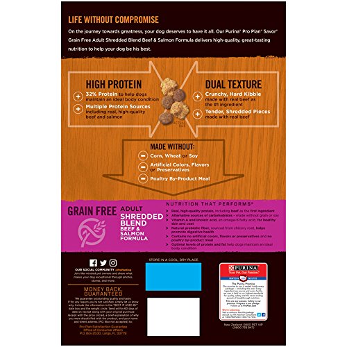 Image of Purina Pro Plan With Probiotics, Grain Free, High Protein Dry Dog Food, SAVOR Shredded Blend Beef & Salmon - 24 lb. Bag