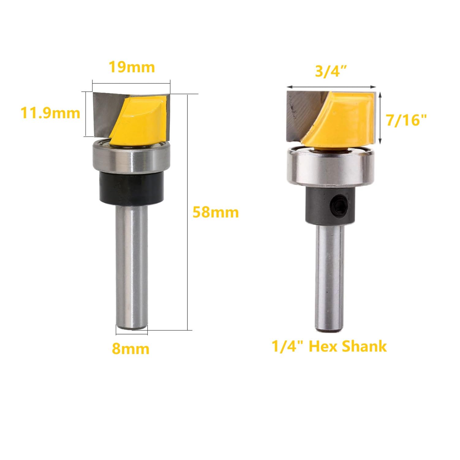 1/4 pollici gambo Flush Trim cerniera mortising stencil router bit con cuscinetto a sfera lavorazione legno fresa strumento