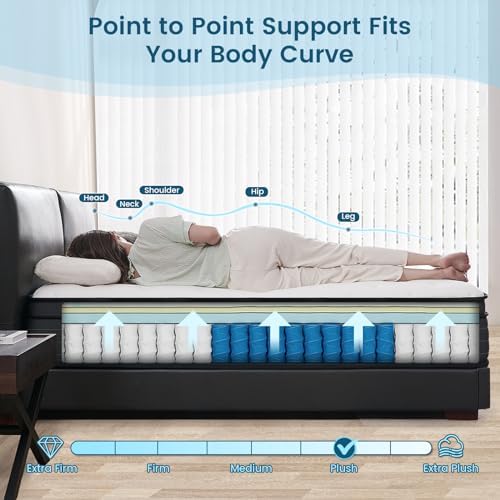 Vantto Full Size Mattress, 12 Inch Memory Foam Hybrid Pocket Spring Double Mattress in a Box for Motion Isolation, Pressure Relief and Supportive - 3