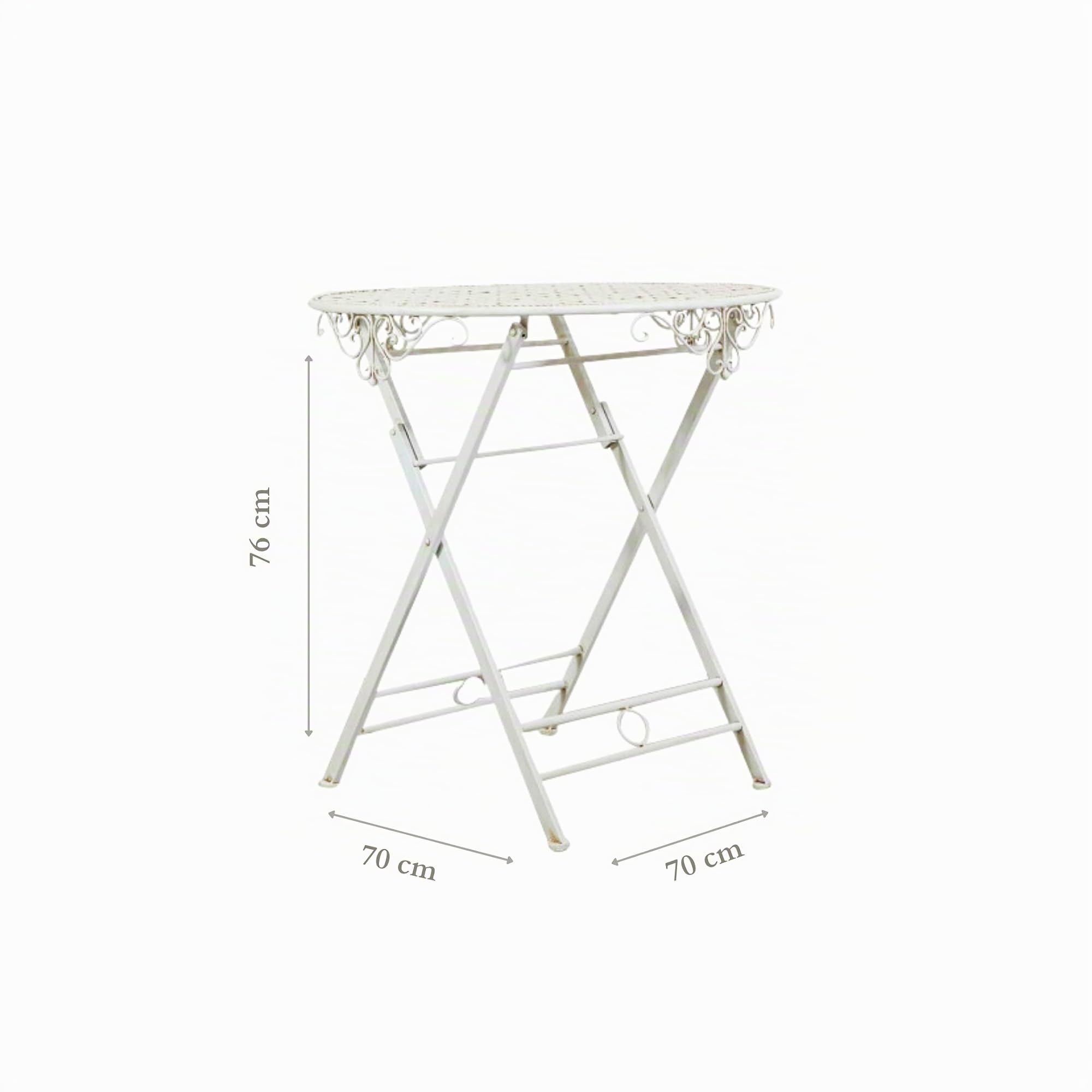 Biscottini Tavolo pieghevole da esterno 70x76 cm | Tavolino pieghevole da balcone e giardino in ferro battuto