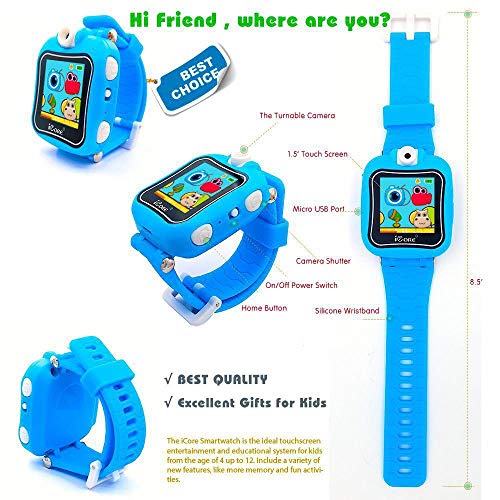 Icore Smart Watch For Kids | Kids Smart Watch With Games Gifts For 7 Year Old Boys | Touch Screen Gizmo Watch Selfie-Camera Video Watches Age For Boys Ages 5-7 Birthday Gifts (Blue) #TOP4