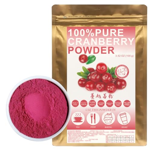 100% Natural Pure Cranberry Powder 100g/3.52oz 蔓越莓粉 Cranberry Pulver für Smoothies, Shakes, Backen und Getränke,| Frei von Konservierungsstoffen, gefriergetrocknet, ohne Zuckerzusatz