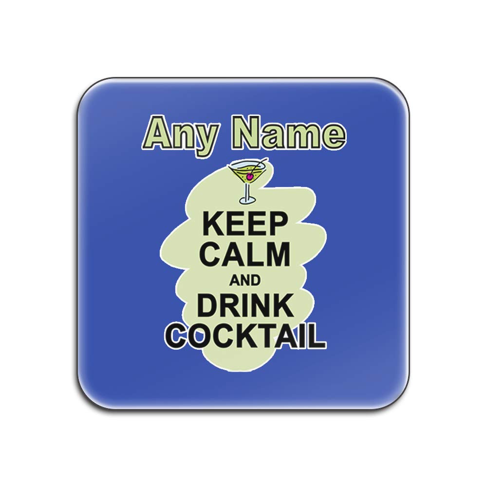 Sous-verres Keep Calm Drink Cocktail : Lot de 4 carrés bleus pour vos apéritifs entre amis