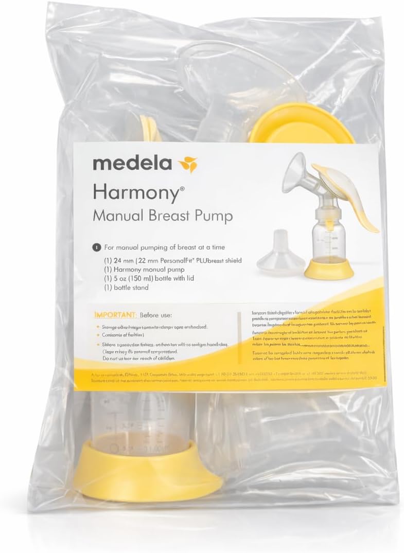 Harmony Breast Pump, Manual Breast Pump, Portable Pump, 2-Phase Expression Technology, Ergonomic Swivel Handle, Easy to Control Vaccuum, Designed for Occasional Use