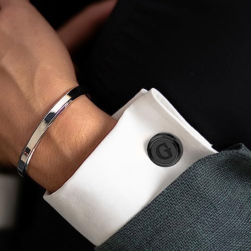 image for LOYALLOOK Initial Black Cufflinks for Men Black Cuff Links Personalize