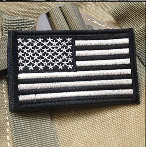 Cafurty 2 Pack American Flag Patch,Black White, USA Biker Shoulder 3x2 inches Embroidered Iron on Patch Motocycle Patches